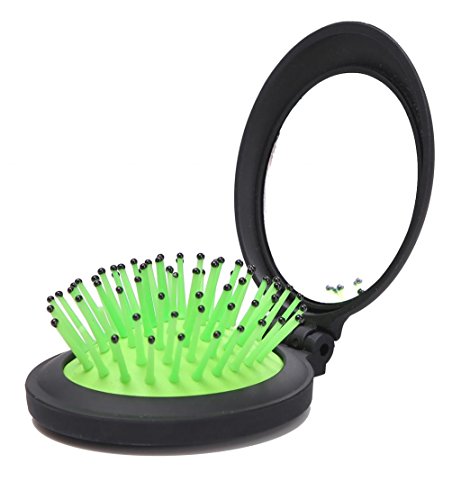 LOUISE MAELYS 1Pcs Folding Mini Pocket Hair Comb with Mirror Travel Set Gift Idea