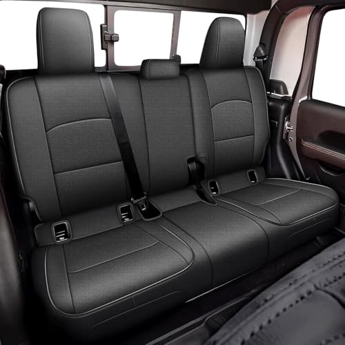 Image of AOMSAZTO Custom Fit Seat Covers for Jeep Gladiator JT 2020 2021 2023 2024 2025 2026 Full Set Black Car Seat Protectors Premium Faux Leather Automobile Seat Seat Cover