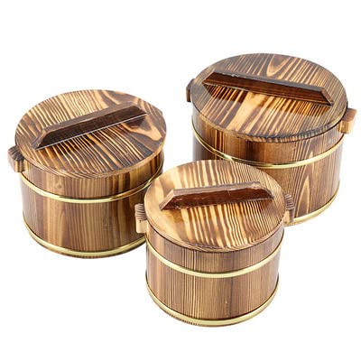 Bol de riz à sushi en bois hangiri 18cm, accessoire cuisine et sushi oke