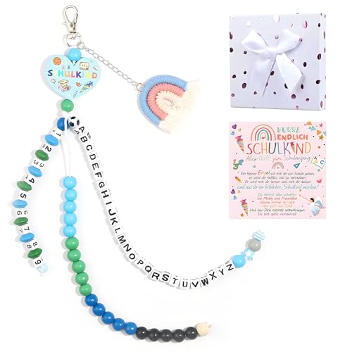 Dreaku Schultüte Füllung, Rechenkette 1. Klasse Geschenk Schultüte Jungen, Einschulung JungenSchulkind 2025 Glücksbringer Schulanfang Geschenke zur Einschulung für Jungen mit Grußkarte Geschenkbox