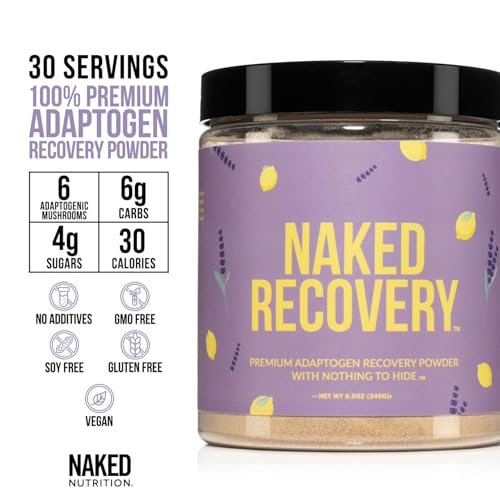NAKED Recovery - Mushroom Supplement Powder - Lions Mane, Cordyceps, Reishi, Tart Cherries, Lemon Balm - Adaptogen Wellness Formula, Stress Relief, Muscle Recovery - 30 Servings - Image 3