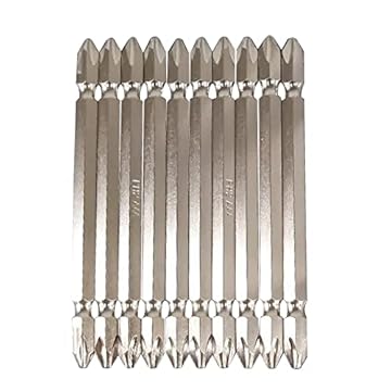 Jogo de Ponteiras Bits Para Parafusadeira Chave Ponta Dupla Phillips Imantado Ph2 Com 10 Peças 100mm Niquelado