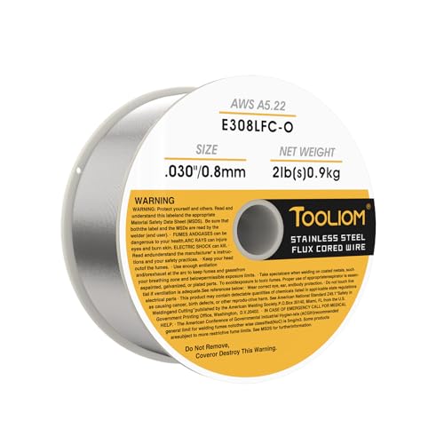 TOOLIOM Gasless Flux-Cored MIG Welding Wire Stainless Steel Solder E308LFC-O .030 Diameter 2 lb Spool