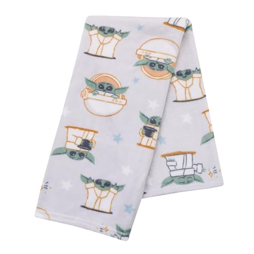 Image of Star Wars Grogu Cutest in The Galaxy Cream, Green, and White Super Soft Baby Blanket