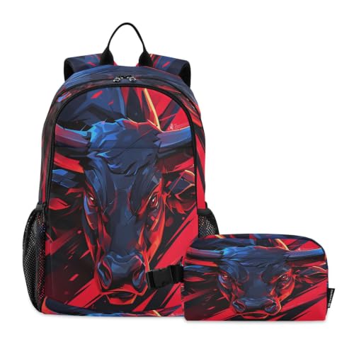 Ensemble sac à dos taureau cool idéal pour la rentrée scolaire et les sorties des enfants