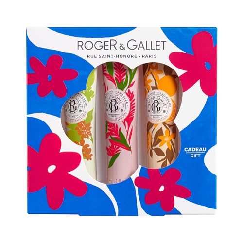 Roger & Gallet – Coffret Cadeau Trio Crèmes Mains Bienfaisantes 3x30 ml – Fleur d’Osmanthus, Gingembre Rouge & Bois d’Orange – Cadeau femme – Hydratation, douceur et senteurs envoûtantes