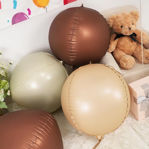 Image of Nude Cream Beige Round Foil Balloons Boho Birthday Decor 22 Inch 6 Pcs