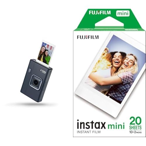Fujifilm instax mini LiPlay+, Midnight Blue - Fotocamera Istantanea Ibrida e Stampante per Smartphone + Confezione da 20 Pellicole mini