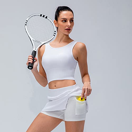 Image of Women Ribbed Tank Tops Reversible Crew /V Neck Sleeveless Workout Comfort Sport Yoga Running Shirts