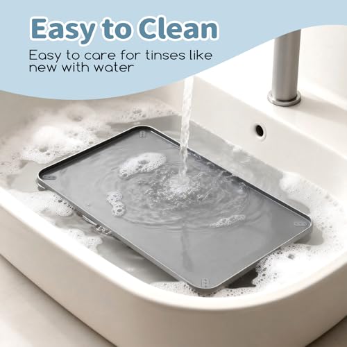 Image of Pee Pad Holder, Silicone Dog Puppy Pad Tray for DogTraining Pads Non-Slip Leak-Proof High Edge Mat, Dog Potty Tray for Home Floor Protection- Grey 25 inch x 36 inch