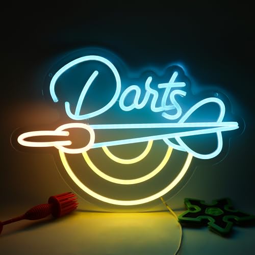 Image of Darts Neon Sign LED Neon Lights for Bar Wall Decor, Game Room, Pub, Sports Bar, Man Cave Party Decoration, Dartboard Neon Light Sign Gift for Players and Friends