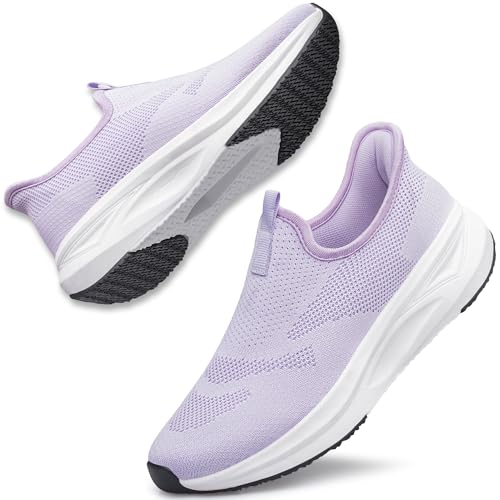 ZCQGQD Women's Walking Shoes Hands Free Slip On Non Slip Lightweight Tennis Sneakers Workout Gym Nurse Maternity Zapatos para Mujer Light Purple Size 7