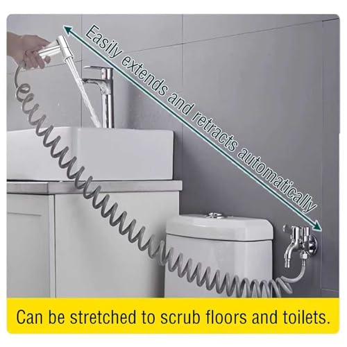 Ducha de bidé de acero inoxidable con manguera de resorte para baño 4