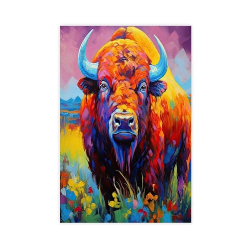Toile bison américain du sud-ouest décor de salon 30x45cm