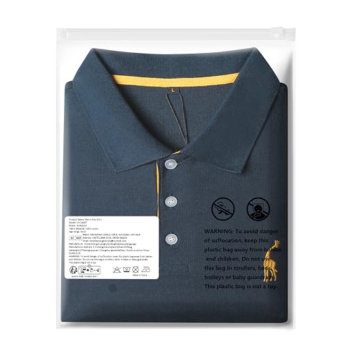 KUNJLELP Men's Regular-Fit Cotton Pique Polo Shirt Short Sleeve Golf Polos,Blue 01,L - Image 7