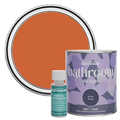 Rust-Oleum Orange Water-Resistant Bathroom Tile Paint in Gloss Finish - Tiger Tea 750ml