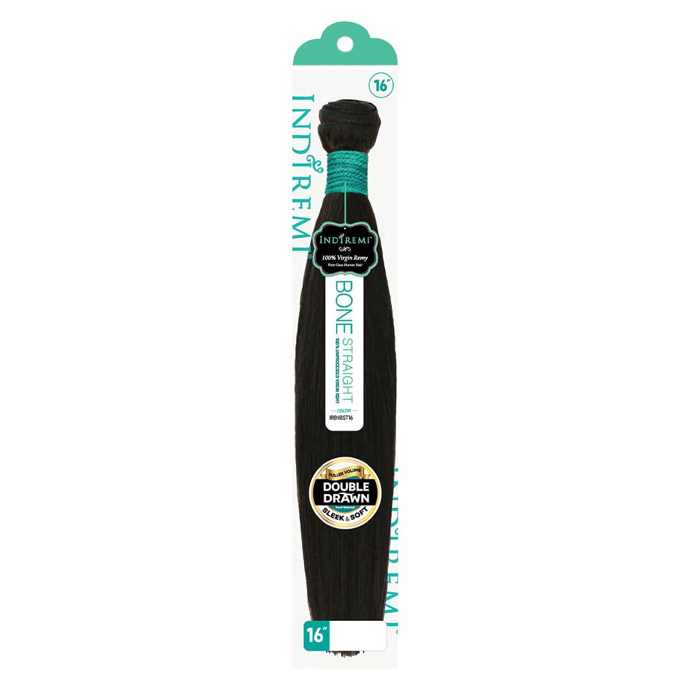 BOBBI BOSS INDIREMI Unprocessed Virgin Human Hair Weave IRBNBST16 BONE STRAIGHT 16" (Natural Black, 1-Pack) 1-Pack Natural Black