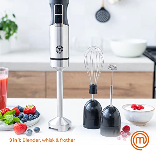 MasterChef Immersion Blender Handheld with Electric Whisk & Milk
