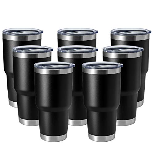 Image of HASLE OUTFITTERS 30oz Stainless Steel Tumbler, Double Wall Vacuum Insulated Travel Mug Tumbler, Durable Insulated Coffee Mug, Gift Box Set (Black, 8)