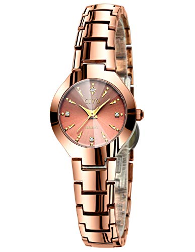 CIVO Reloj para Mujer Oro Rosa Acero Inoxidable Relojes Impermeables Mujer Diseñador Analógico Cuarzo Cielo Estrellado Relojes para Mujer Fecha Luminosa Moda Negocio Elegante Vestido de Pulser