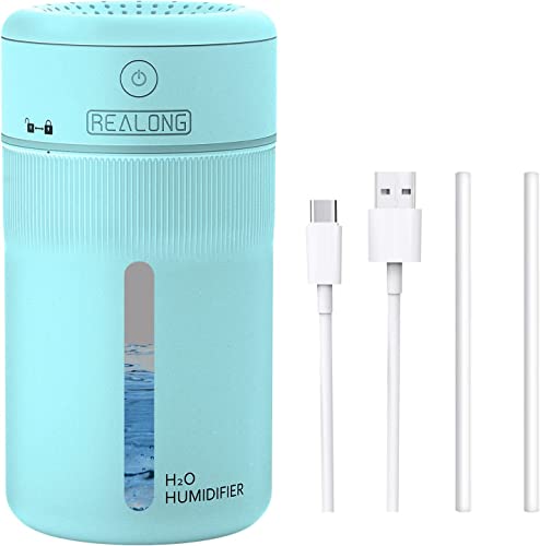 Mini Humidifiers for Bedroom,400ml Portable Small Cool Mist Humidifier Baby Nursery Plants USB 3 Mist Modes Super Quiet Personal Desk Humidifiers with Colorful Night Light Auto Shut-Off (Blue)