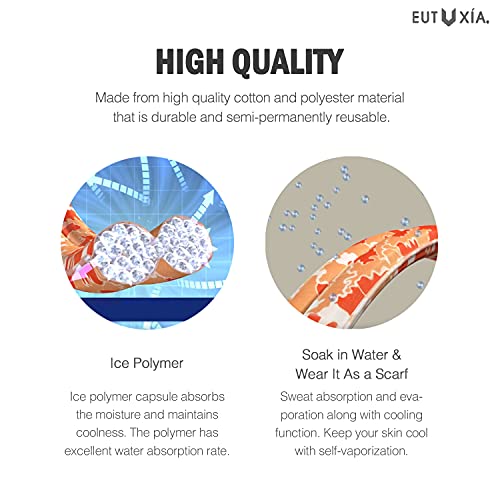 Eutuxia Cooling Scarf Tie Around Neck, Head to Instantly Chill Out, Cool, Reusable for Summer, Indoor, Outdoor. Packs of 64