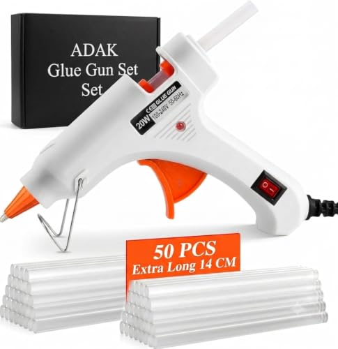 Hot Glue Gun Set 20W with 50pcs Glue Sticks Safe Mini Glue Gun for Kids & DIY Crafts Fast Heating Anti-Drip Precision Nozzle Home Repairs School Projects Arts & Decorations (White)