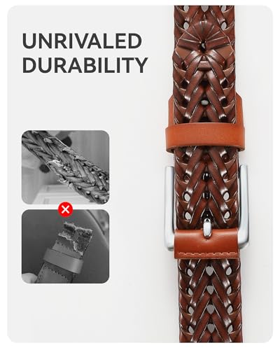 Image of CHAOREN Mens Braided Woven Leather Belt 35MM - Built to Last, Snug Fit | Fully Adjustable, Break-Resistant, Casual-Elegant Vibe, Versatile for Golf, Jeans & Dress, Gift Box
