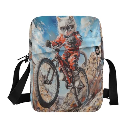 men's messenger bag Crossbody Bags For Women Women's Purses Adjustable Strap for Shopping Shopping- Kitten As Biker