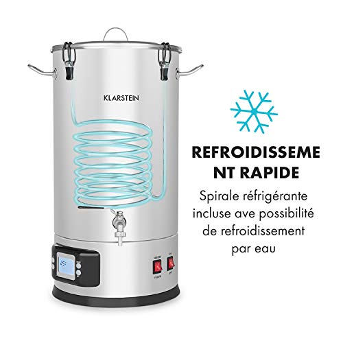 KLARSTEIN Maischfest - Cuve de brassage, Cuve fermentation bière, Cuve fermentation inox, Acier 304, Fermentation du vin et de la bière, écran Tactile et LCD, barboteur Inclus, INOX - 30L – vue 5