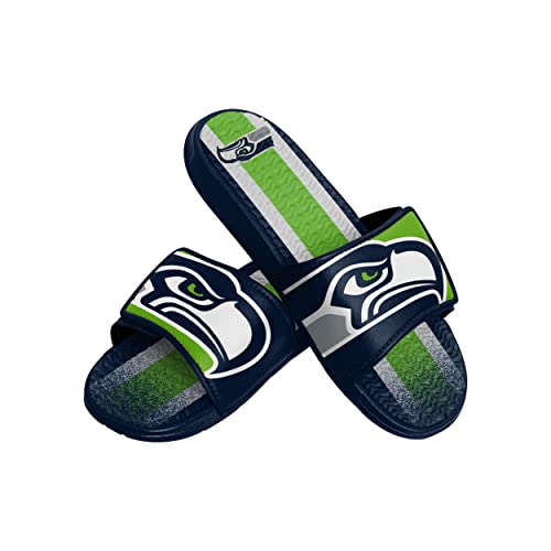 FOCO Seattle Seahawks NFL Mens Team Stripe Gel Slide - S