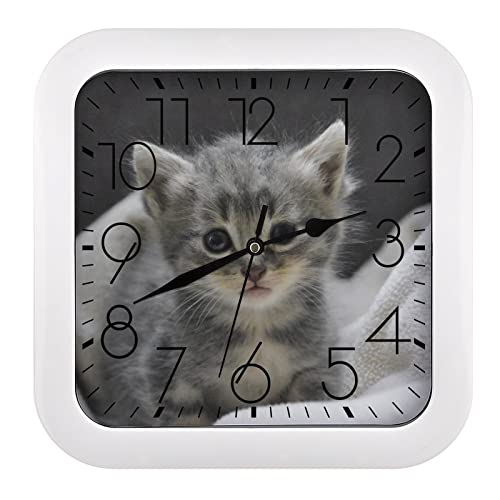 Pendule murale chaton moderne silencieuse 26cm horloge maison