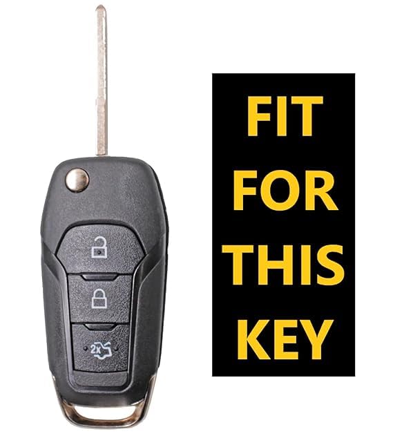 Image of Premium Metal Car Key Case Cover Compatible for Ford Endeavour | Figo | Aspire | Freestyle 3 Button Flip Key (FORD-3-Black)
