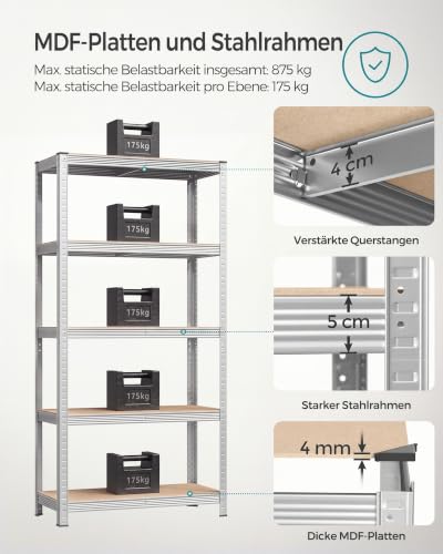 SONGMICS Schwerlastregal, 2er Set, 90 x 40 x 180 cm – Ansicht 3