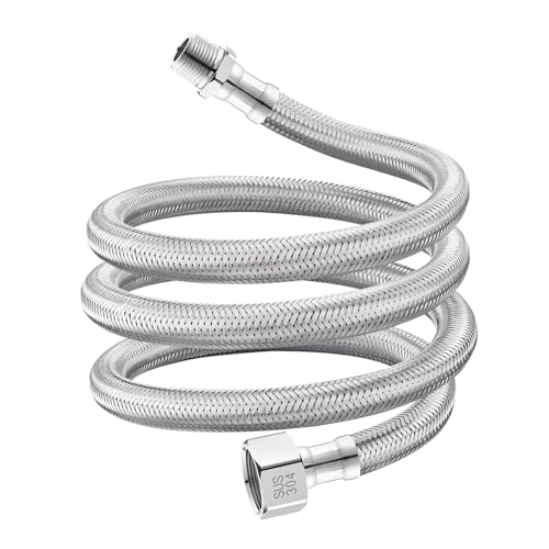 Qrity 1 Piezas Extensión de Conexión de Acero Inoxidable, G1/2' Hembra x G1/2' Macho Manguera Flexible de Agua, para Conectar un Grifo, 60 cm