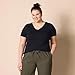 Amazon Essentials Women's Plus Size Short-Sleeve V-Neck T-Shirt, Pack of 2, Black, 1X