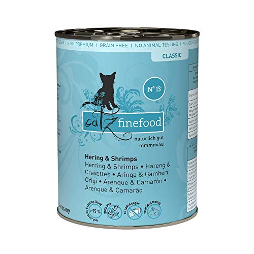 catz finefood N° 13 Hering & Shrimps Feinkost Katzenfutter nass, verfeinert mit Kürbis & Aloe Vera, 6 x 400g Dosen
