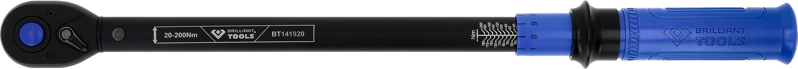 BRILLIANT TOOLS BT141920 - Llave dinamométrica de carraca conmutable (1/2", 20-200 Nm, alimentada por KS Tools)