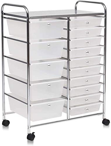 ARLIME 15-Drawer Storage Cart, 15 Drawer Trolley, Rolling Organizer Cart, Scrapbook Paper Organizer,...