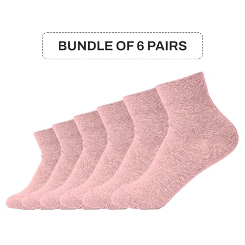 Image of Women's Diabetic Socks - 6 Pairs, Non-Binding, Soft Cotton, Comfort Fit, Breathable & Trendy, Made in Korea, Size 5-9