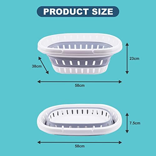 ACUNA Laundry Basket 21L, Collapsible Large Laundry Basket With Carry Handles | Foldable Pop Up Storage Basket/Organizer | Space Saving Hamper Basket For Bedroom Laundry Room Bathroom (White-Grey)