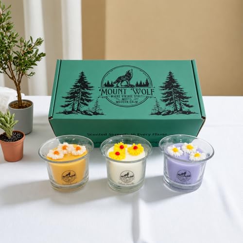 Image of Scented Candle Set - Sandalwood, Vanilla & Lavender Fragrances | Long Lasting Aromatherapy Candles | Relaxation & Home Decor | Pack of 3 | Upto 12 Hours Burn time | 104 gm Each