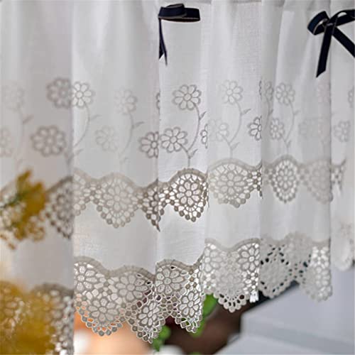Panel de cortina pequeña para baño y cocina con bolsillo de varilla 6