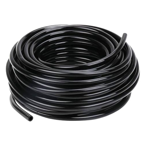 Manguera Riego Goteo, 4/6 mm Manguera de Goteo, Micro Manguera de Riego, PVC Flexible Tubo Riego, para Césped, Jardines, Riego Agrícola (Negro, 20 m)