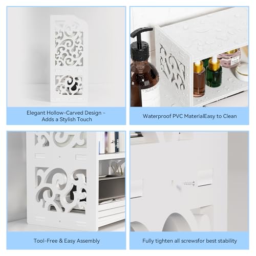 Image of YGYQZ Desk Shelf for Top of Desk - Adjustable Desktop Organizer Shelf, Small Table Top Shelves & Desktop Shelves for Office Organization, Waterproof Bookshelf for Desk & Bathroom, White