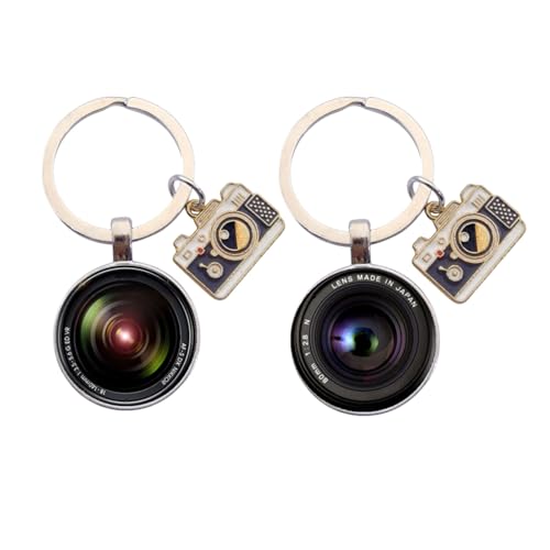 HCHES Porte-clés en forme de lentille d'appareil photo avec verre convexe - Pendentif pour sac à dos de photographe - Charme pour passionné de photographie - Cadeau pour photographe