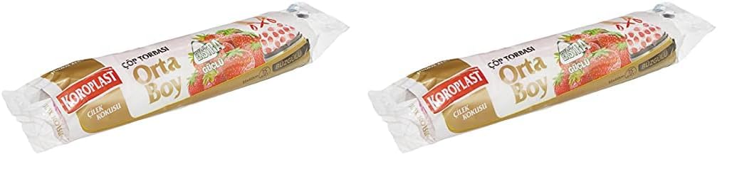 Koroplast Çilek Kokulu Ekstra Güçlü Büzgülü Orta Boy 15'li Çöp Torbası 55 x 60 cm 2li paket