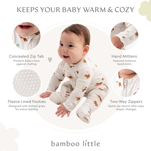 Image of Bamboo Little Soft Baby Footie Pajamas, Baby Clothes, Newborn Sleepers, 95% Viscose and 5% Spandex, 0-24 Months