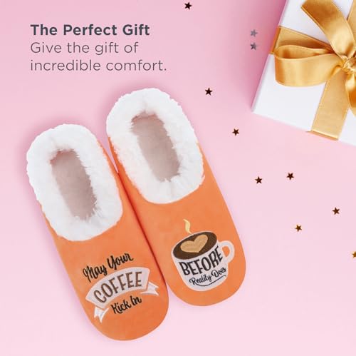 Image of Snoozies Slipper Socks -Funny Quote House Slippers for Women, Non-Slip Fuzzy