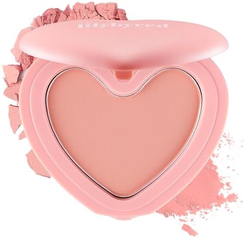 lilybyred Luv Beam Cheek | Korean Heart-Shaped Powder Blush, Soft Matte Finish with a Hint of Shimmer, Blendable & Buildable, Lightweight & Long-Lasting, Natural Flush, 0.16 oz (02 Dollish Rose)